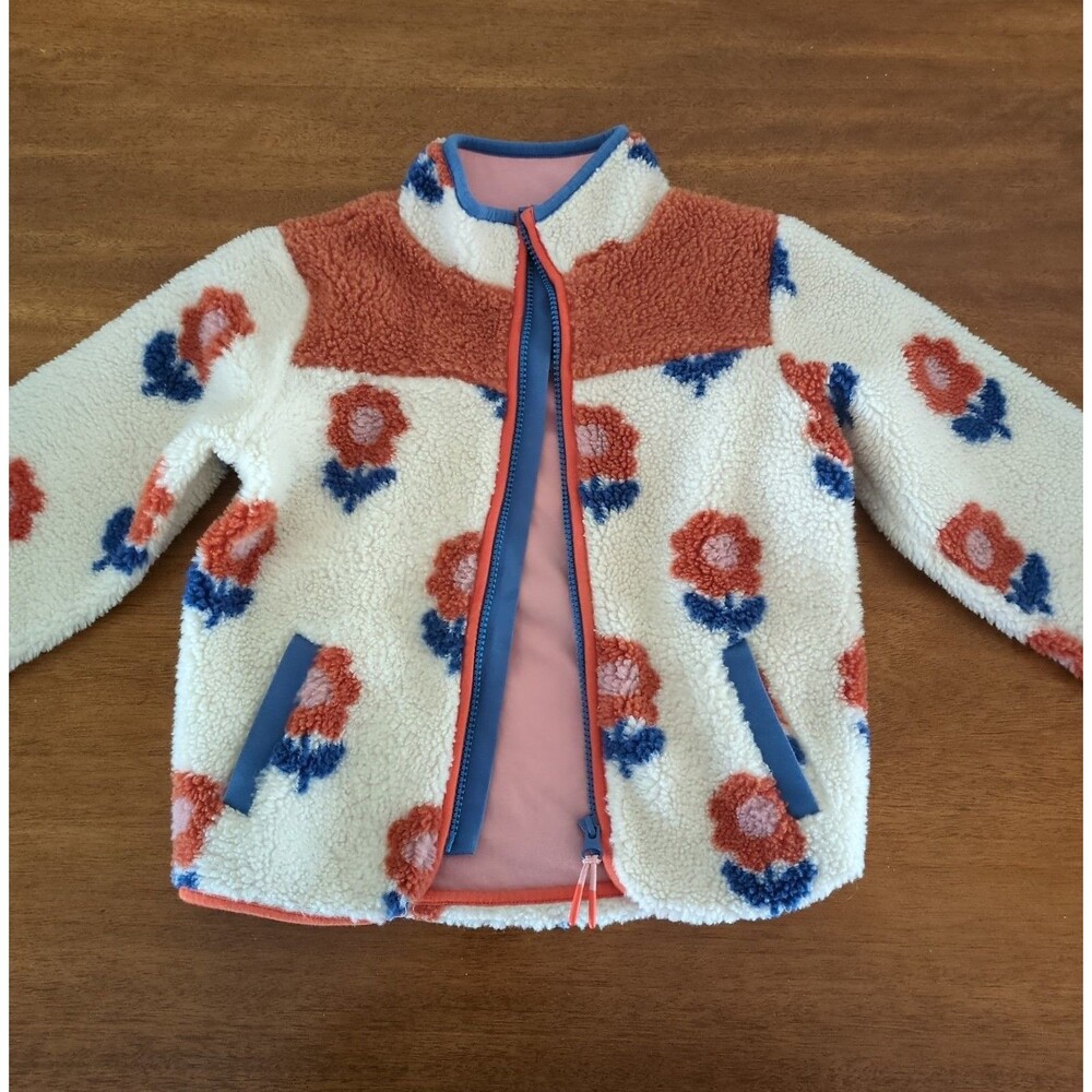 MINI BODEN Kids' Girls Zip Through Printed Fleece Oatmeal Flower Girls 4/5 GUC - Picture 9 of 11